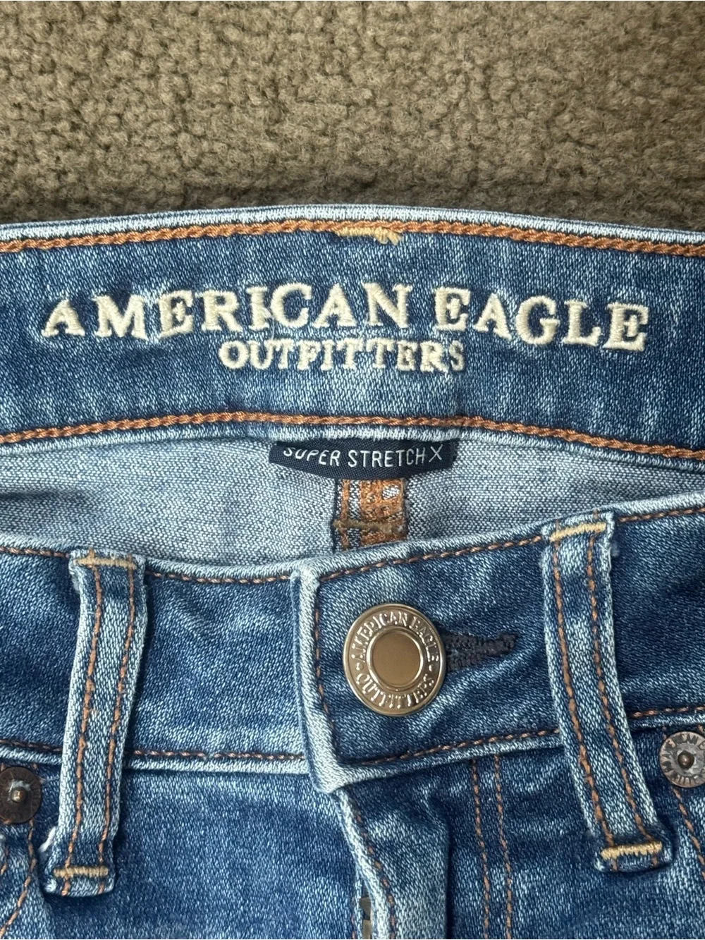 American Eagle Distressed Denim Mini Skirt Super Stretch X Size 4